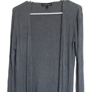 Derek Heart Open Front Cardigan Sweater Womens Small‎ Gray Long Sleeve Pockets